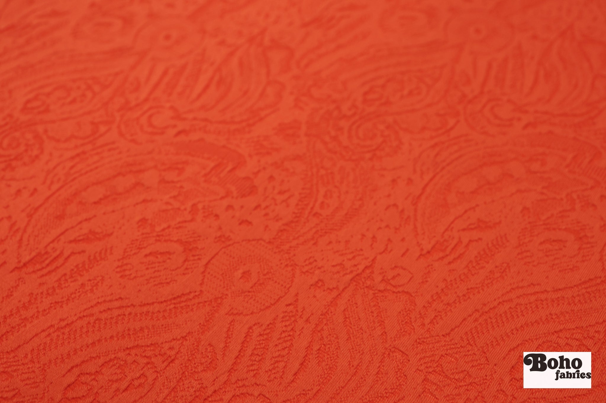 Orange Paisley Jacquard Knit Fabric - Boho Fabrics - Jacquard Knit Fabric