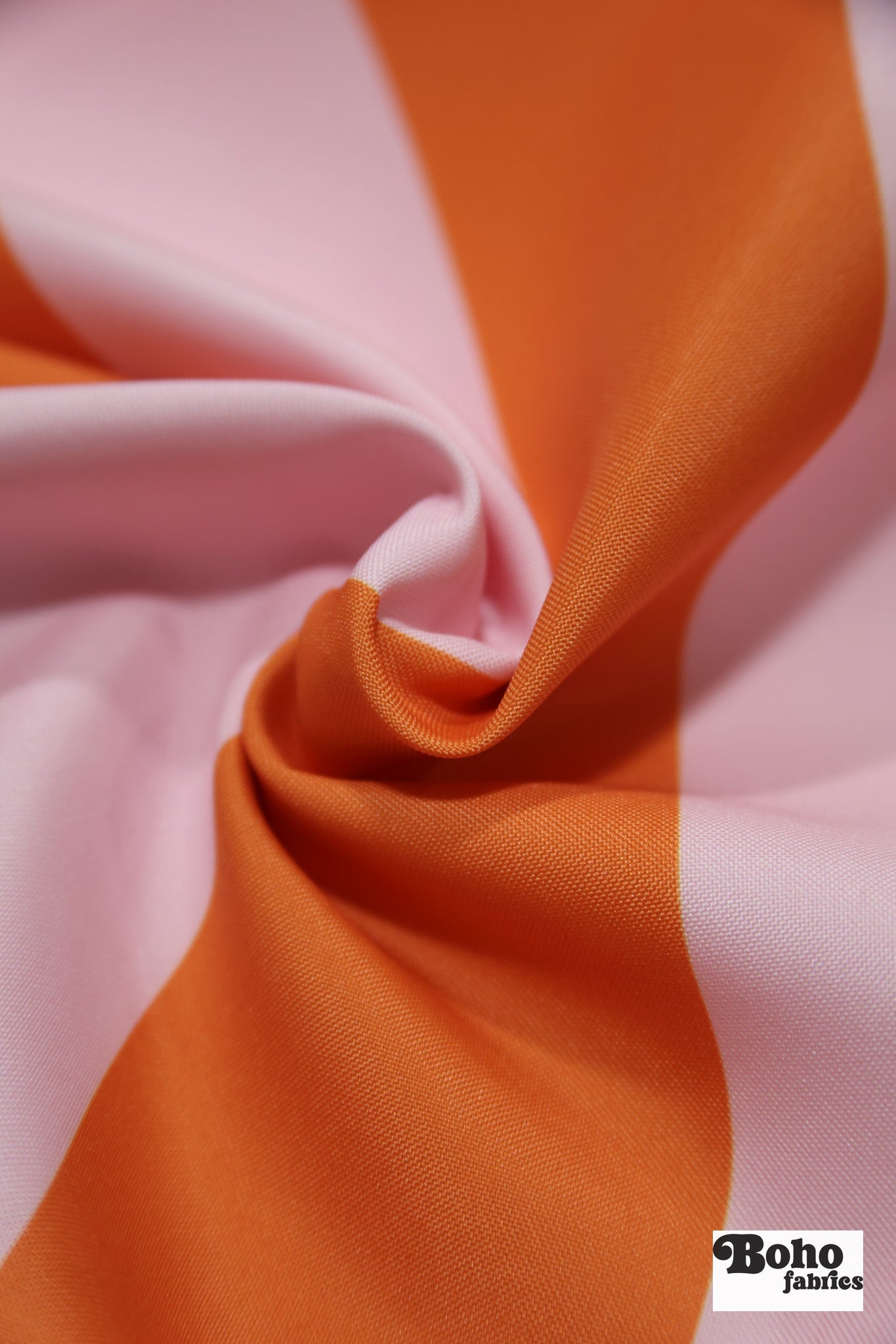 Orange & Pink, 3" Wide Striped Canvas Woven Fabric - Boho Fabrics - Canvas Fabric