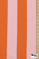 Orange & Pink, 3" Wide Striped Canvas Woven Fabric - Boho Fabrics - Canvas Fabric