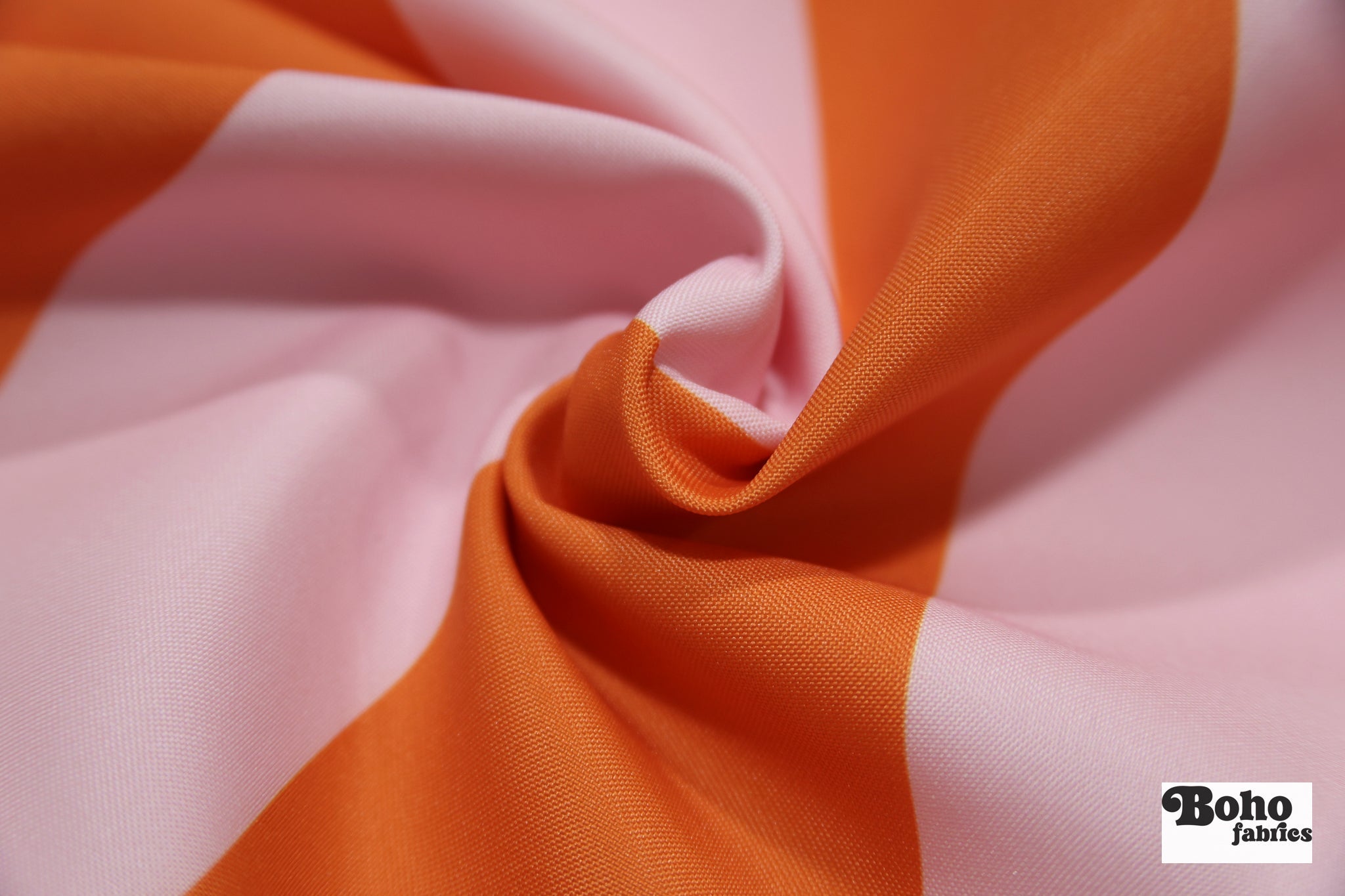 Orange & Pink, 3" Wide Striped Canvas Woven Fabric - Boho Fabrics - Canvas Fabric
