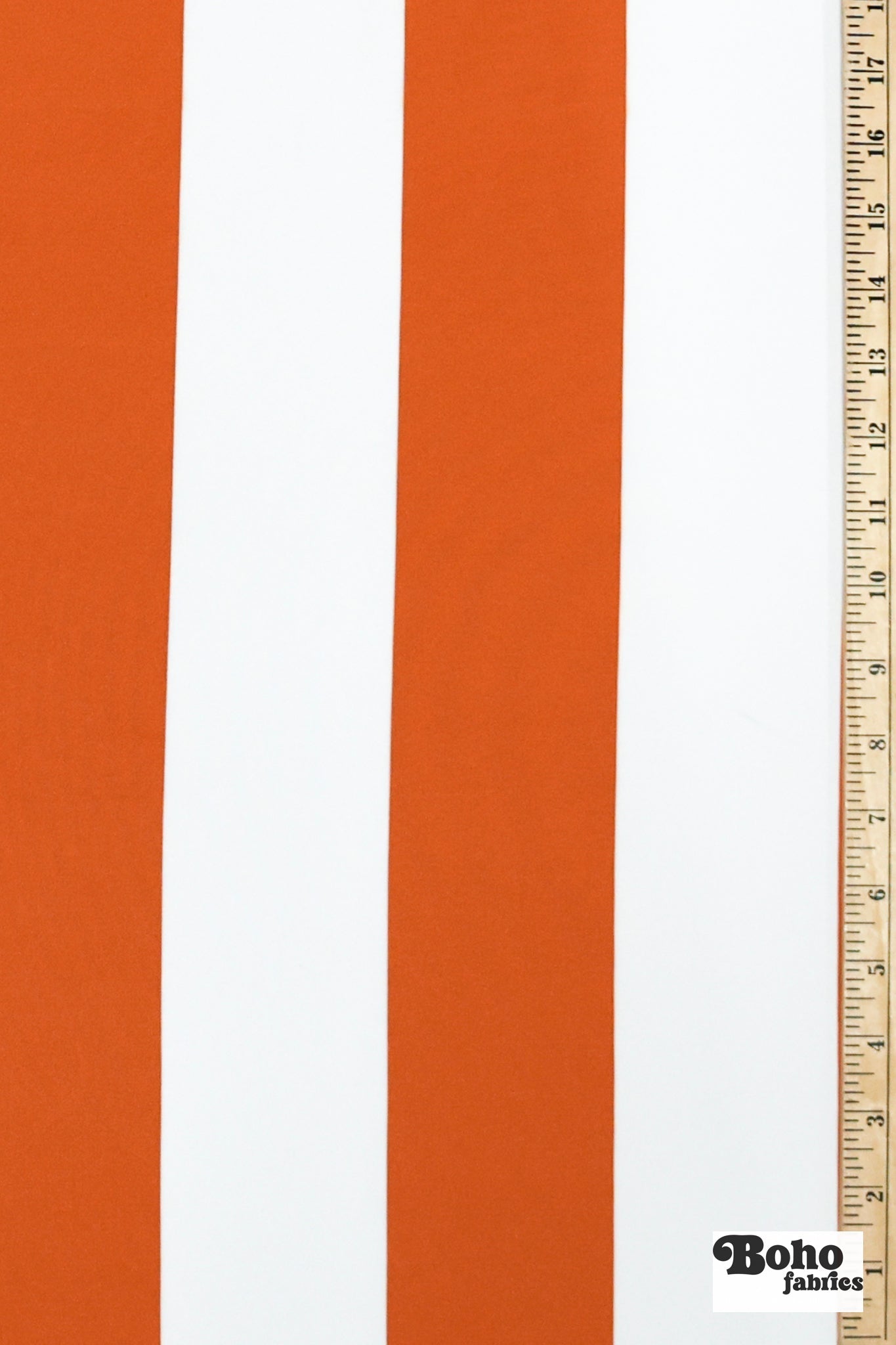 Orange & White, 3" Wide Striped Canvas Woven Fabric - Boho Fabrics - Canvas Fabric