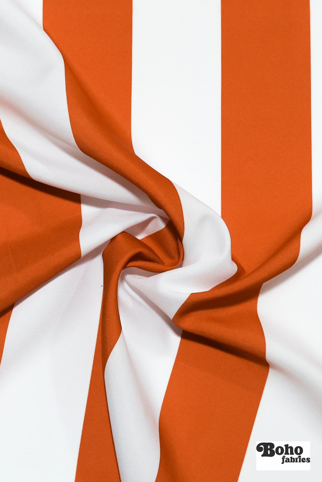 Orange & White, 3" Wide Striped Canvas Woven Fabric - Boho Fabrics - Canvas Fabric