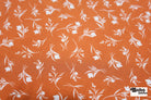 Orange with White Botanical Silhouettes Rayon Challis Woven Fabric - Boho Fabrics - Challis, Woven