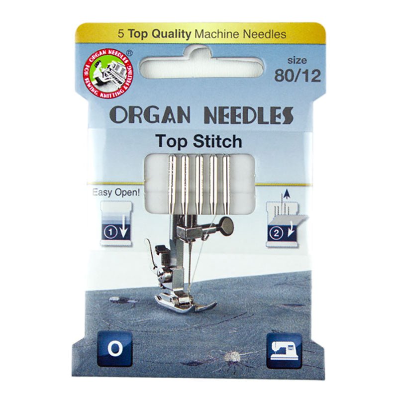 Organ Needles Top Stitch Machine Needl 80/12 5pk - Boho Fabrics - Sewing Needles