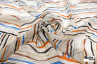 Organic Colorful Lines Geometric Shapes Silk Chiffon Fabric, Pre-Cuts - Boho Fabrics - Woven Fabric