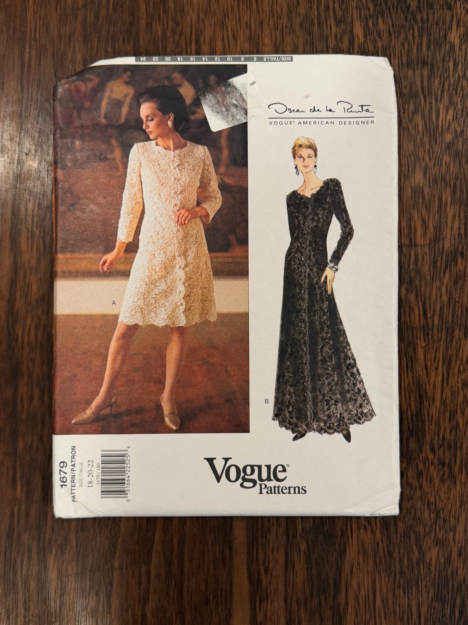 Oscar de la Renta | Vogue American Designer Sewing Pattern #1679 — Size 18-20-22, Vintage, with Original Vogue Sew-In Label - Boho Fabrics - Sewing Patterns