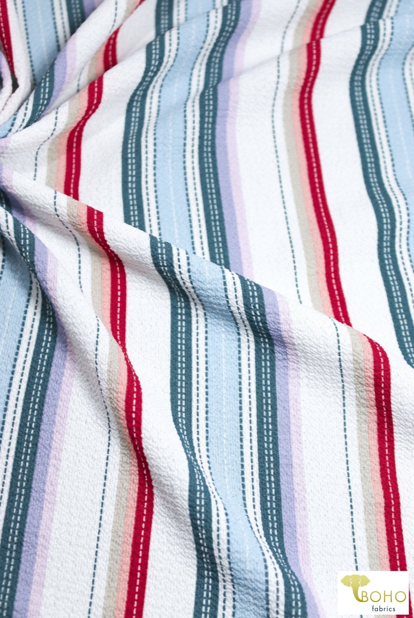 Outer Banks Stripes, Poly Bubble Crepe Woven. WVP-222 - Boho Fabrics