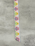 Owl Blossoms in Pink & Yellow, 0.875” Vintage Jacquard Woven Trim. Trim - 170 - Boho Fabrics - Trims