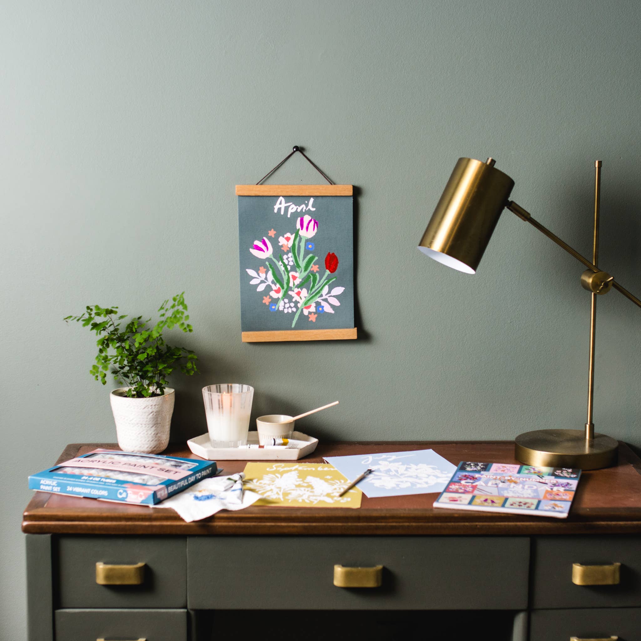 Paint - by - Number Calendar Kit - Boho Fabrics - 