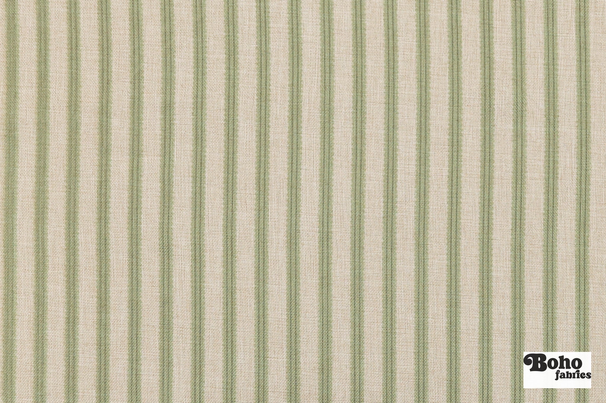 Pale Green & Beige, 3/8" Striped Linen-Look Woven Fabric - Boho Fabrics - Home Dec. & Upholstery Fabric