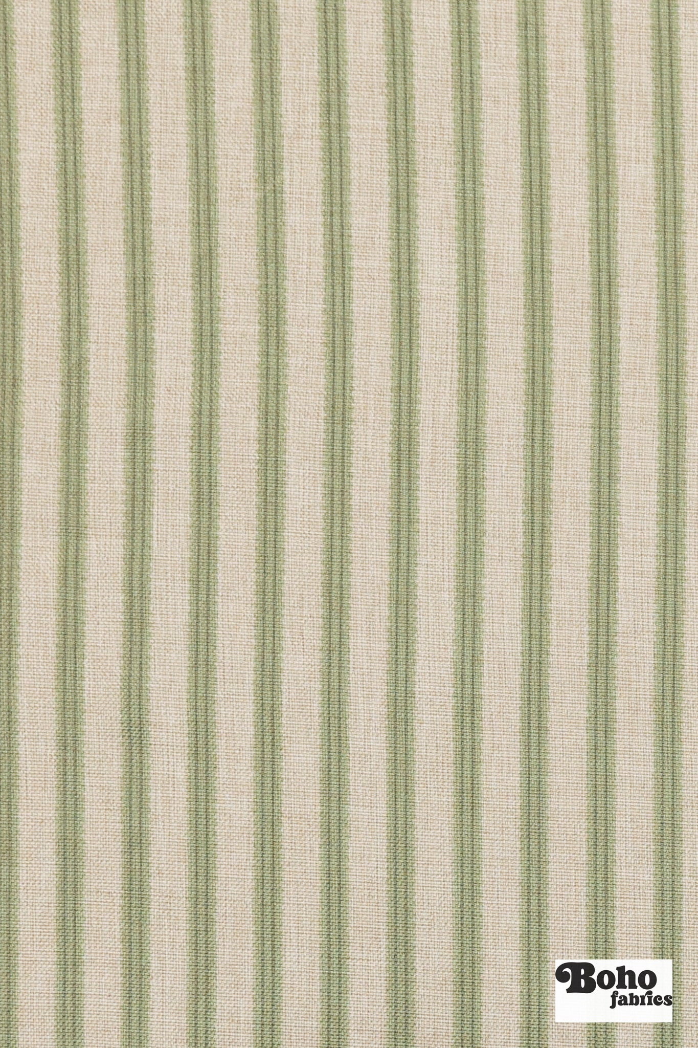 Pale Green & Beige, 3/8" Striped Linen-Look Woven Fabric - Boho Fabrics - Home Dec. & Upholstery Fabric