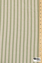 Pale Green & Beige, 3/8" Striped Linen-Look Woven Fabric - Boho Fabrics - Home Dec. & Upholstery Fabric
