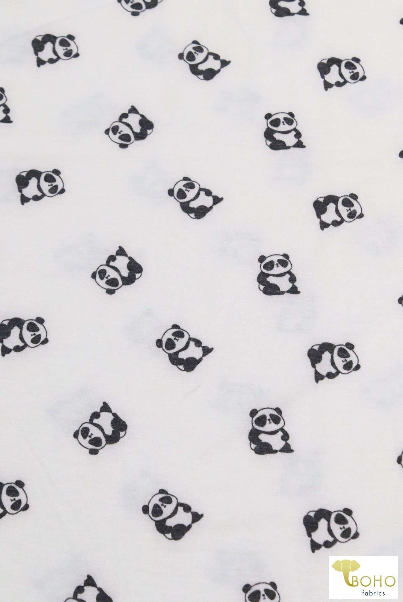 Pandas on White, French Terry Knit Print. FTP-321-WHT - Boho Fabrics