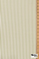 Pea Green & White, Narrow Striped Linen-Look Woven Fabric - Boho Fabrics - Home Dec. & Upholstery Fabric