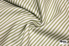 Pea Green & White, Narrow Striped Linen-Look Woven Fabric - Boho Fabrics - Home Dec. & Upholstery Fabric