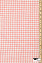 Peach and White Gingham Cotton Shirting Woven Fabric - Boho Fabrics - Woven, Fabric