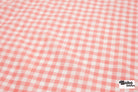 Peach and White Gingham Cotton Shirting Woven Fabric - Boho Fabrics - Woven, Fabric