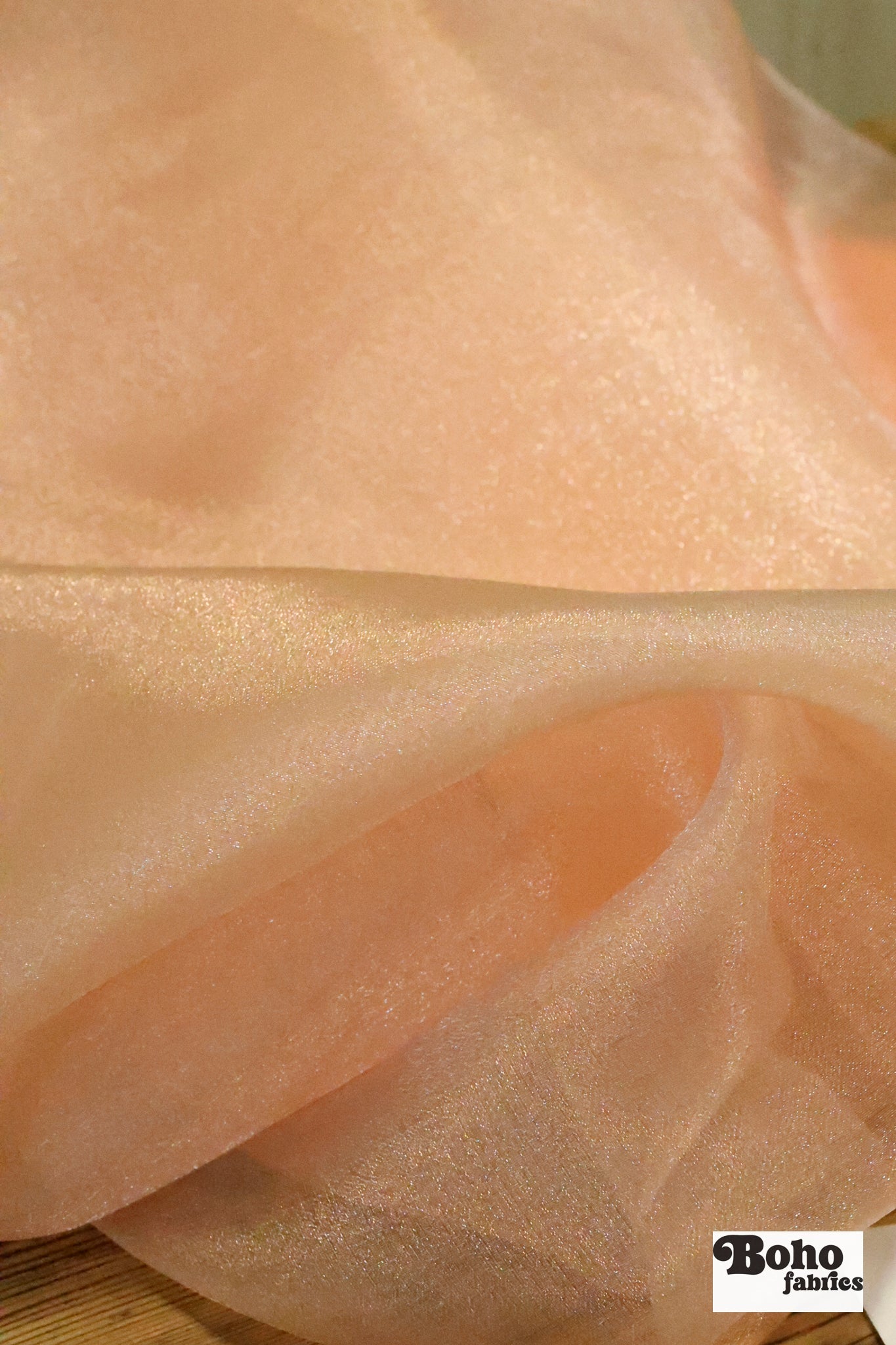 Peach, Organza Shimmer, Woven Fabric - Boho Fabrics - Organza, Woven Fabric