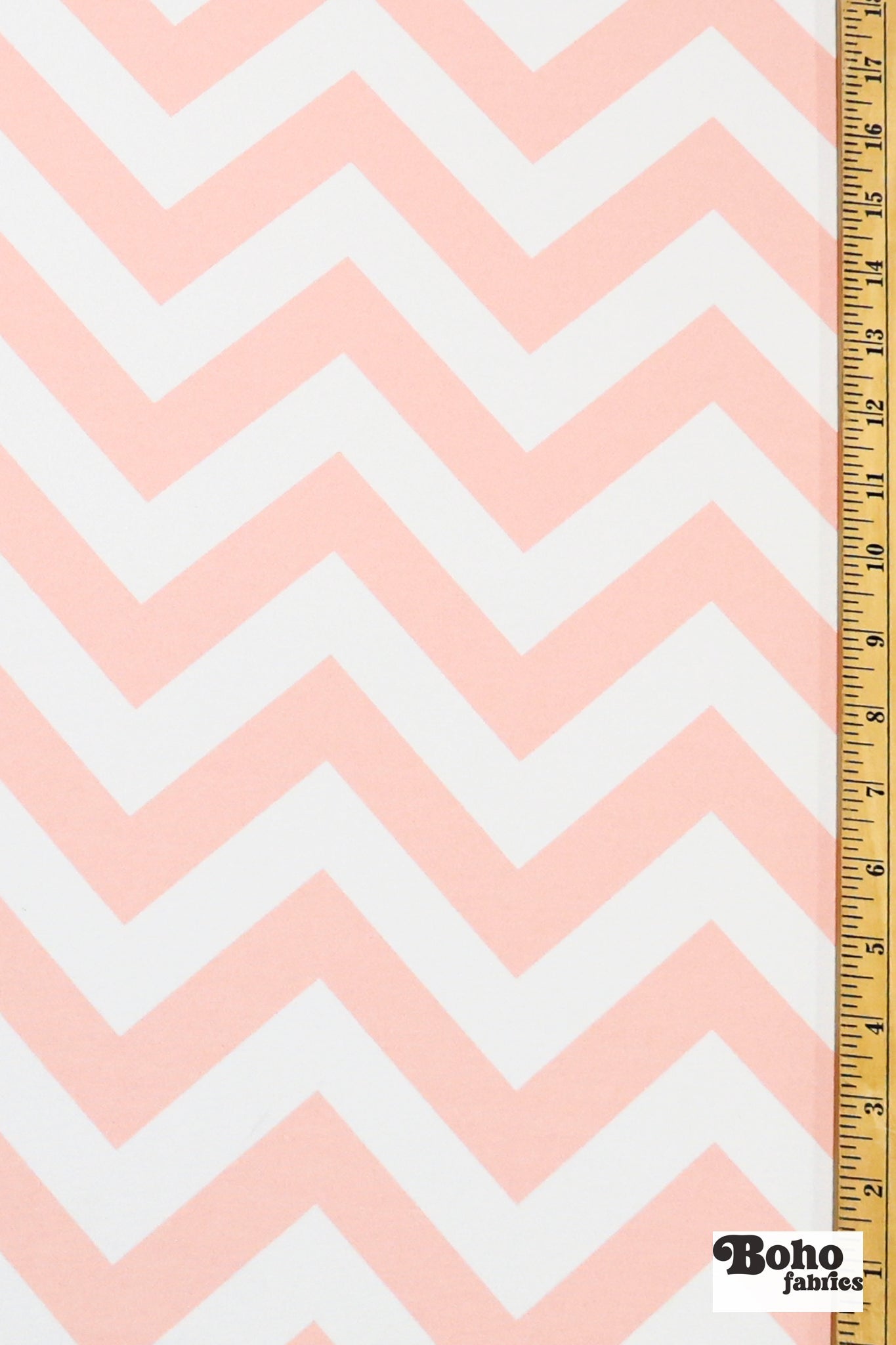 Peach & White, 1" Wide Chevron Canvas Woven Fabric - Boho Fabrics - Canvas Fabric