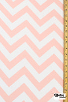 Peach & White, 1" Wide Chevron Canvas Woven Fabric - Boho Fabrics - Canvas Fabric