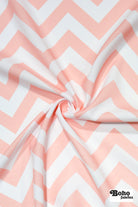 Peach & White, 1" Wide Chevron Canvas Woven Fabric - Boho Fabrics - Canvas Fabric