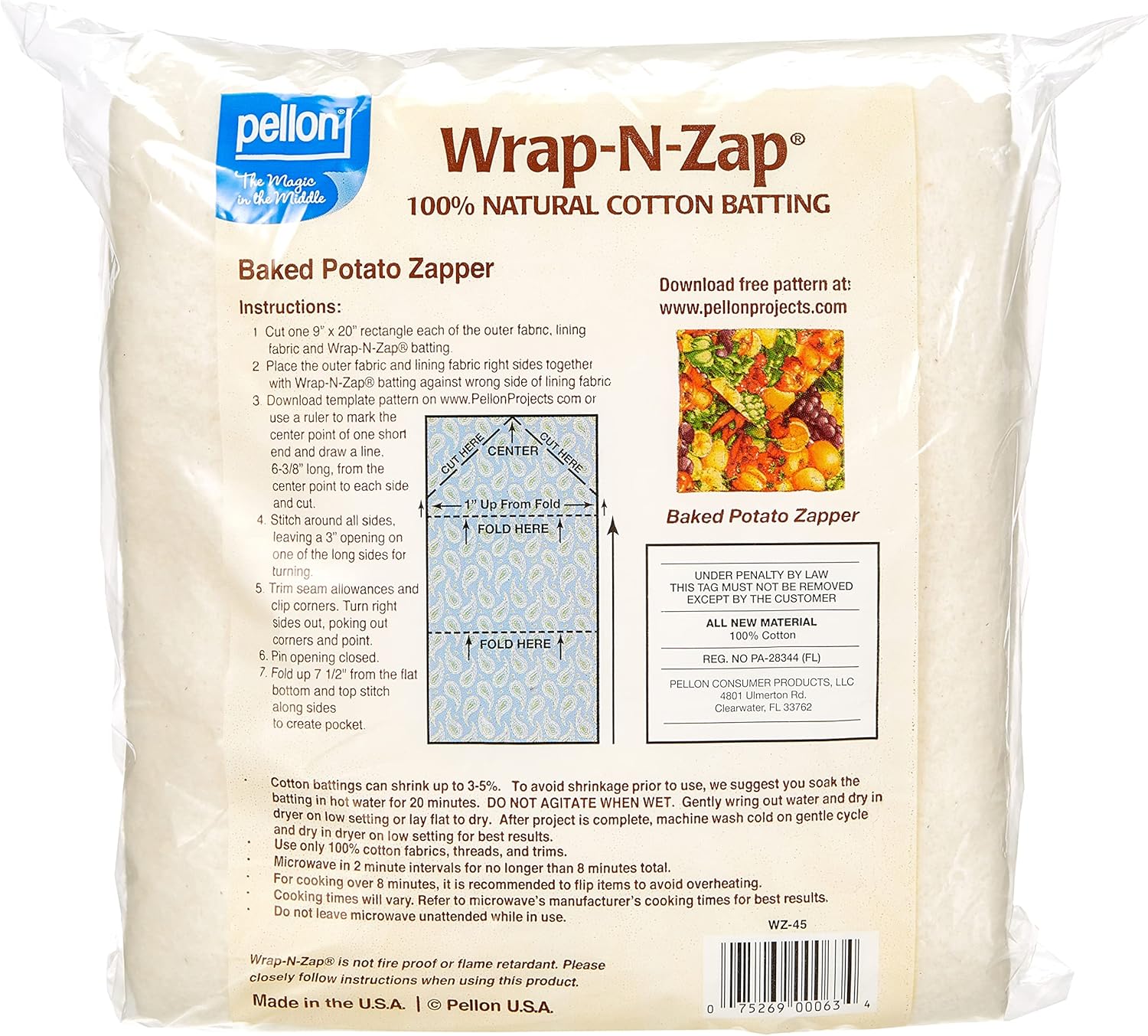 Pellon Wrap N Zap Batting 45" x 1 yard - Boho Fabrics - Interfacing