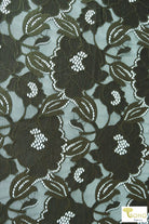 Peony Petals in Green. Stretch Lace Fabric. SL-127-GRN - Boho Fabrics