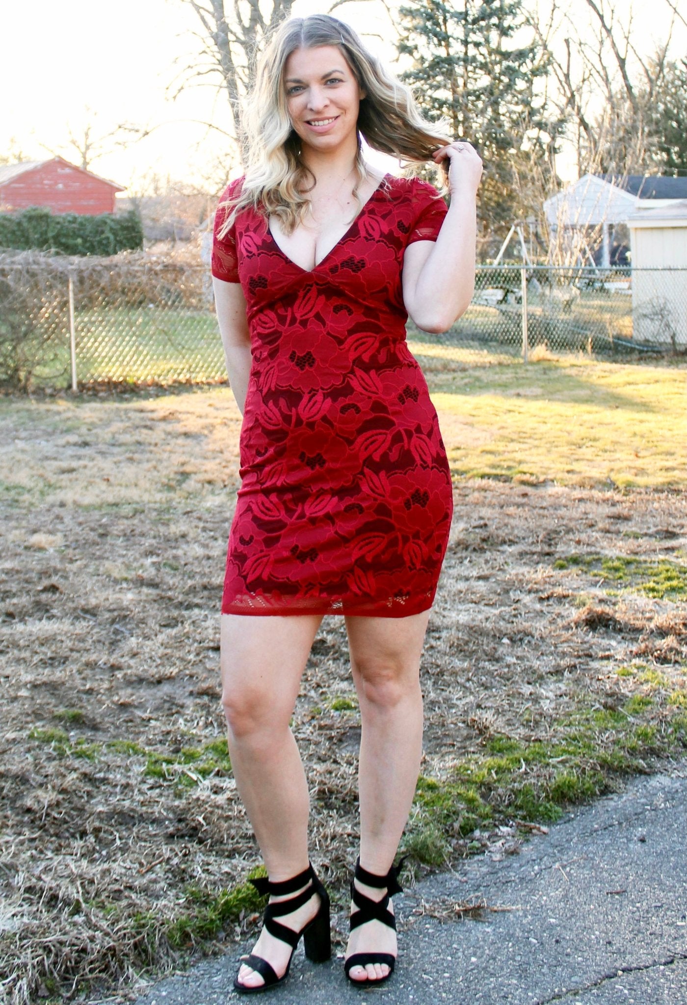 Peony Petals in Red. Stretch Lace Fabric. SL-127-RED - Boho Fabrics