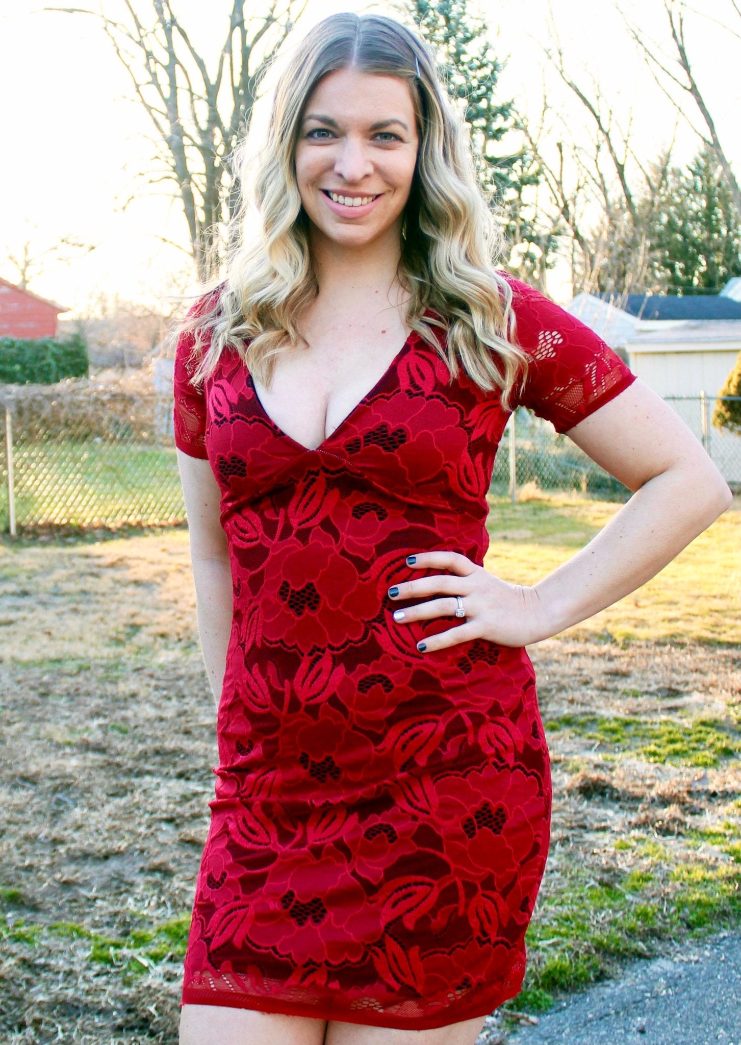 Peony Petals in Red. Stretch Lace Fabric. SL-127-RED - Boho Fabrics