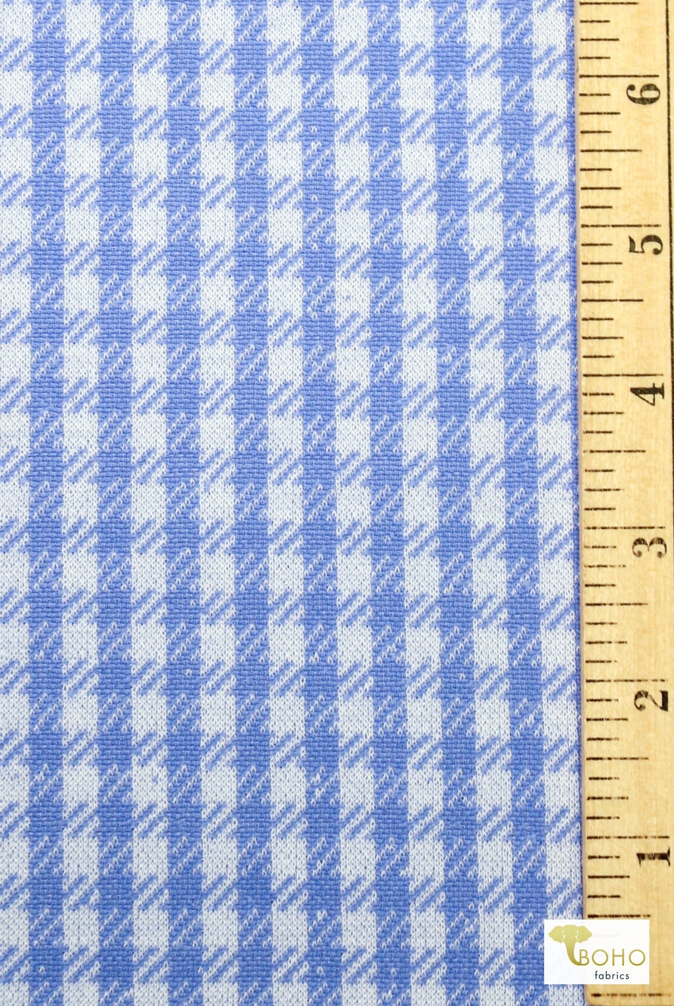 Periwinkle Gingham, Jacquard Print Knit Fabric - Boho Fabrics