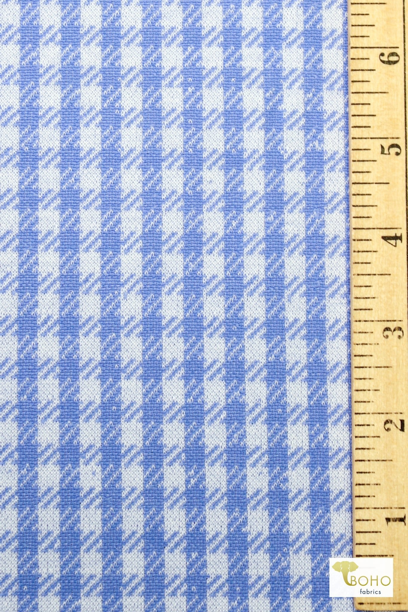 Periwinkle Gingham, Jacquard Print Knit Fabric - Boho Fabrics