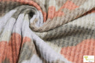 Periwinkle, Green, Orange, & Brown Camo. Brushed Waffle Knit Fabric. BWAFF-133-POB - Boho Fabrics
