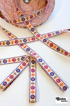 Petal Crest in Primary 1, 3/4" Vintage Jacquard Woven Trim, TRIM - 083 - Boho Fabrics - Trims