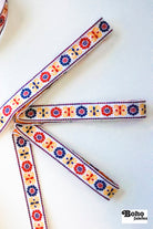 Petal Crest in Primary 1, 3/4" Vintage Jacquard Woven Trim, TRIM - 083 - Boho Fabrics - Trims