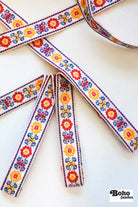 Petal Crest in Primary 2, 3/4" Vintage Jacquard Woven Trim, TRIM - 082 - Boho Fabrics - Trims