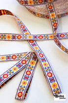 Petal Crest in Primary 2, 3/4" Vintage Jacquard Woven Trim, TRIM - 082 - Boho Fabrics - Trims