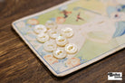 Peter Pan Pearls Vintage Mother of Pearl Button Card — 10mm White Buttons, Illustrated Lady with Parasol, 1920s–30s - Boho Fabrics - Buttons & Snaps