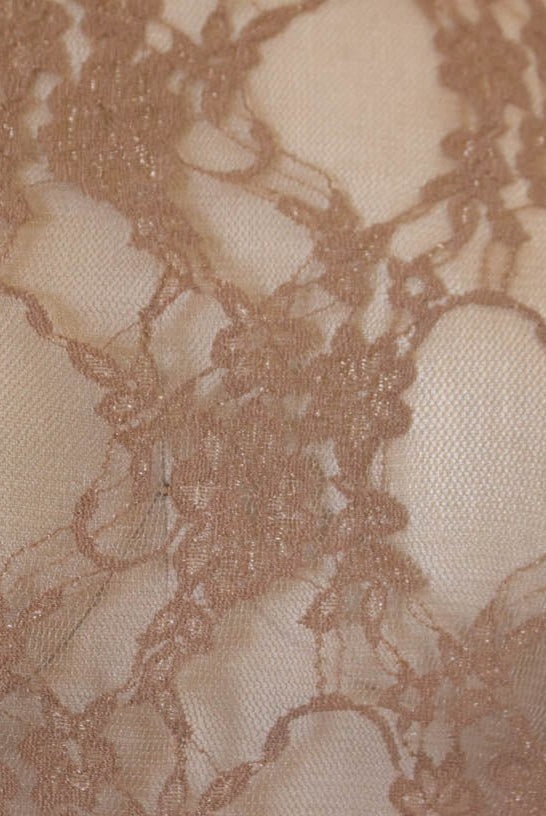Petite Floral Stretch Lace in Deep Taupe. SL-108-BRWN. - Boho Fabrics