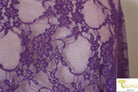 Petite Floral Stretch Lace in Grape Purple. SL-108-PURP. - Boho Fabrics