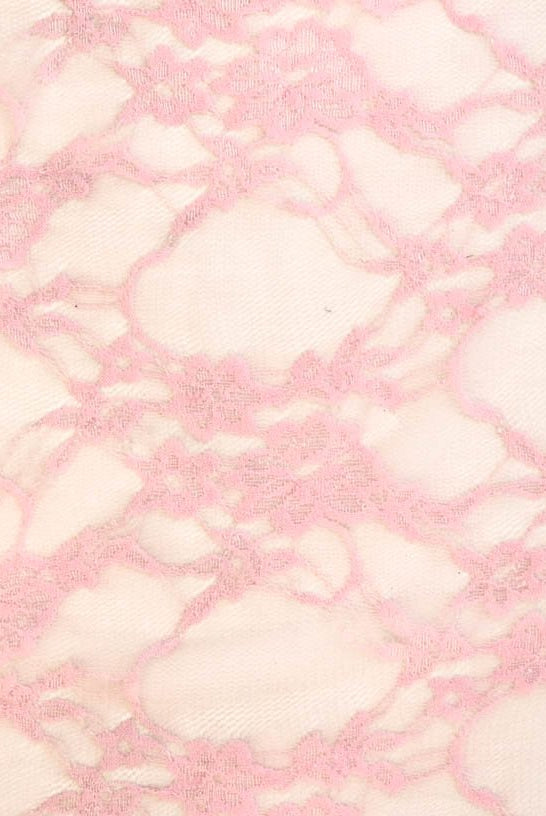 Petite Floral Stretch Lace in Light Pink. SL-108-LP. - Boho Fabrics