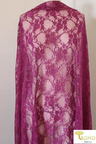 Petite Floral Stretch Lace in Magenta. SL-108-MGNT. - Boho Fabrics