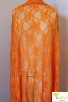 Petite Floral Stretch Lace in Orange. SL-108-ORG. - Boho Fabrics