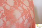 Petite Floral Stretch Lace in Peach. SL-108-PCH. - Boho Fabrics