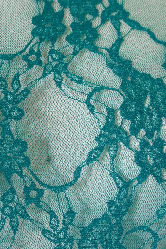 Petite Floral Stretch Lace in Teal. SL-108-TEAL. - Boho Fabrics