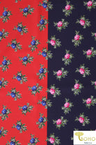 Petite Florals in Red & Navy Colorway. Split Print Swim/Activewear. SW-021 - Boho Fabrics