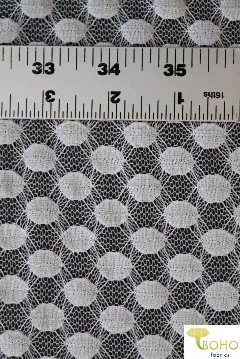 Petite Polka Dot in Beige. Stretch Lace. SL-111-BRWN - Boho Fabrics