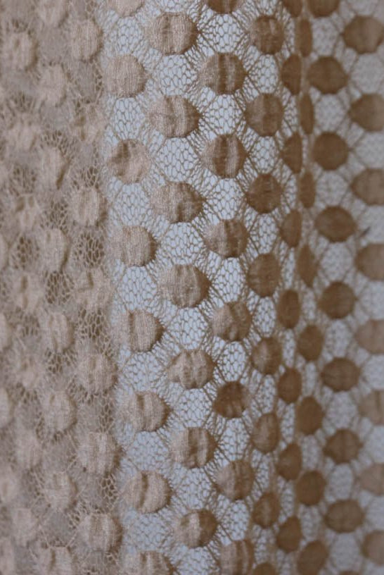 Petite Polka Dot in Beige. Stretch Lace. SL-111-BRWN - Boho Fabrics