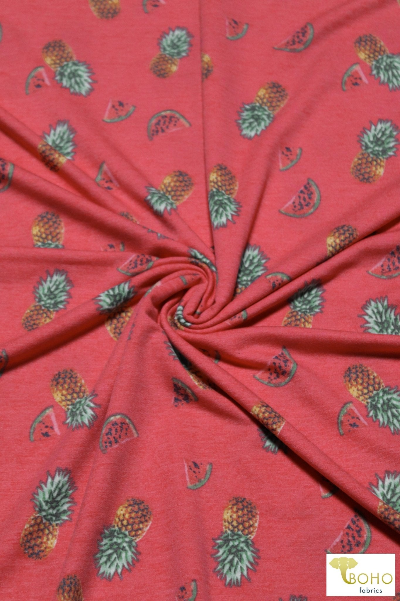 Pineapples & Watermelon, French Terry Knit Print. FTP-329 - Boho Fabrics