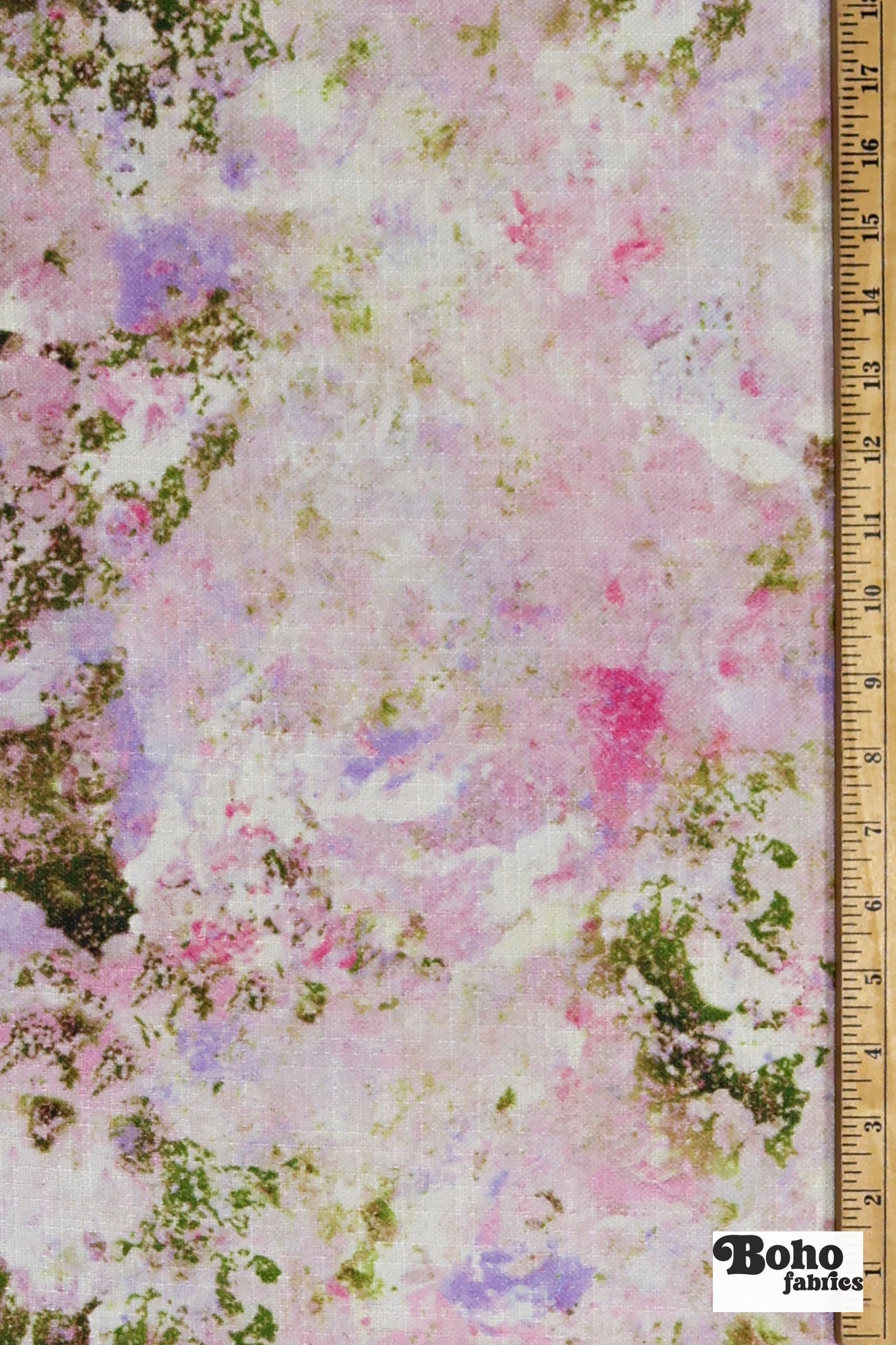 Pink Abstract Pressed Floral Burst Linen-Look Canvas Woven Fabric - Boho Fabrics - Home Dec. & Upholstery Fabric