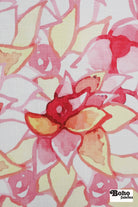 Pink, Abstract Watercolor Floral Linen-Look Woven Fabric - Boho Fabrics - Home Dec. & Upholstery Fabric
